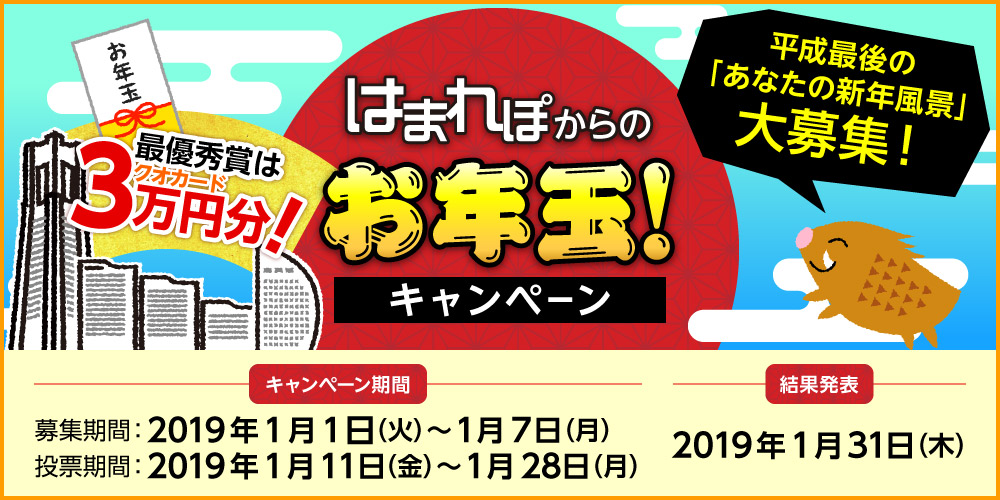 最高3万円が当たる!平成最後のあなたの新年風景大募集!
