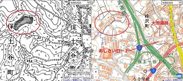 保土ケ谷区にあるハマレンガ製の「峰の赤富士」
